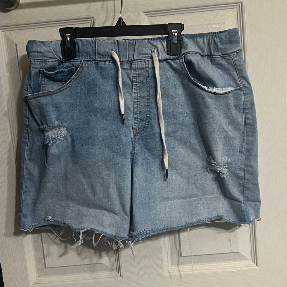 Light Blue Distressed Jean Shorts